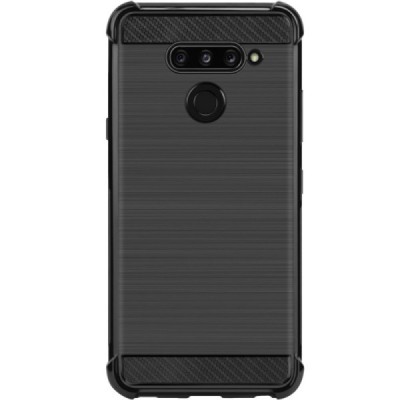 LG Q60 „Imak“ cieta silikona (TPU) melns apvalks / vacins.lv