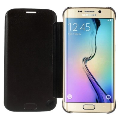 Samsung Galaxy S6 Edge (G925) plastikinis atverčiamas juodas dėklas / Priedai.lt