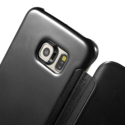 Samsung Galaxy S6 Edge (G925) plastikinis atverčiamas juodas dėklas / Priedai.lt