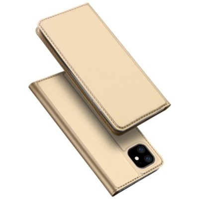 „Dux Ducis“ Skin serijos Apple iPhone 11 auksinis odinis atverčiamas dėklas / Priedai.lt