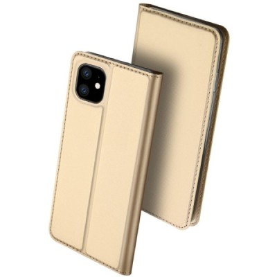 „Dux Ducis“ Skin serijos Apple iPhone 11 auksinis odinis atverčiamas dėklas / Priedai.lt