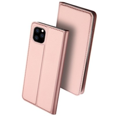 Apple iPhone 11 Pro „Dux Ducis“ Skin sērijas rozs ādas atvērams maciņš / Vacins.lv