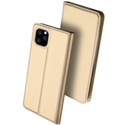 Apple iPhone 11 Pro Max „Dux Ducis“ Skin sērijas zelta ādas atvērams maciņš / Vacins.lv