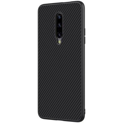 OnePlus 7 Pro (OnePlus Seven Pro) „Nillkin“ Synthetic Fiber cieta silikona (TPU) melns apvalks / vacins.lv