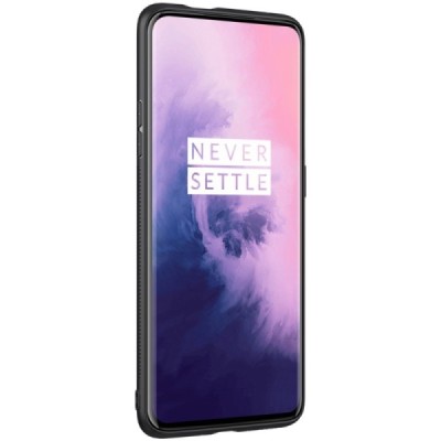 OnePlus 7 Pro (OnePlus Seven Pro) „Nillkin“ Synthetic Fiber cieta silikona (TPU) melns apvalks / vacins.lv