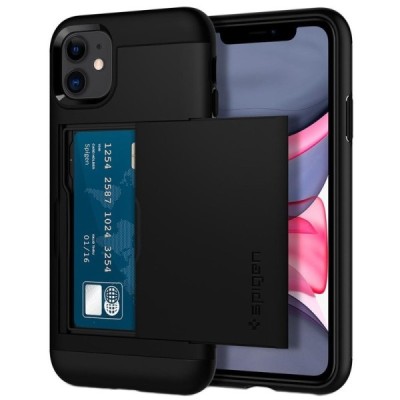 Apple iPhone 11 „Spigen“ Slim Armor CS melns silikons apvalks / vacins.lv
