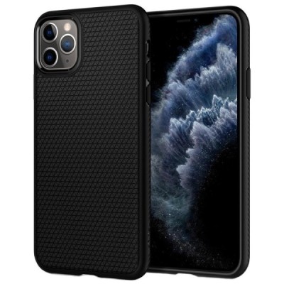 Apple iPhone 11 Pro Max „Spigen“ Liquid Air melns cieta silikona apvalks / vacins.lv