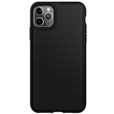 Apple iPhone 11 Pro Max „Spigen“ Liquid Air melns cieta silikona apvalks / vacins.lv