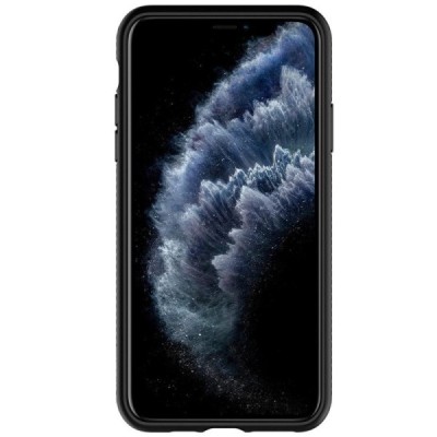 Apple iPhone 11 Pro Max „Spigen“ Liquid Air melns cieta silikona apvalks / vacins.lv