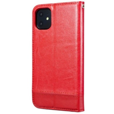 Apple iPhone 11 Pro Max Solīds sarkans ādas atvērams maciņš / Vacins.lv