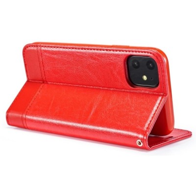 Apple iPhone 11 Pro Max Solīds sarkans ādas atvērams maciņš / Vacins.lv