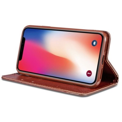 Apple iPhone 11 Pro Max Solīds brūns ādas atvērams maciņš / Vacins.lv