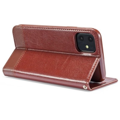 Apple iPhone 11 Pro Max Solīds brūns ādas atvērams maciņš / Vacins.lv