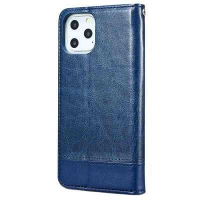 Apple iPhone 11 Pro Max Solīds zils ādas atvērams maciņš / Vacins.lv