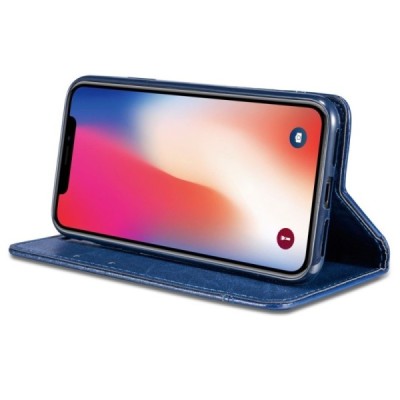 Apple iPhone 11 Pro Max Solīds zils ādas atvērams maciņš / Vacins.lv