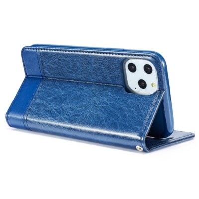 Apple iPhone 11 Pro Max Solīds zils ādas atvērams maciņš / Vacins.lv