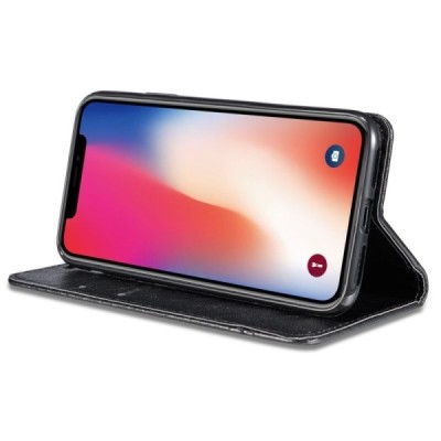 Apple iPhone 11 Pro Solīds melns ādas atvērams maciņš / Vacins.lv