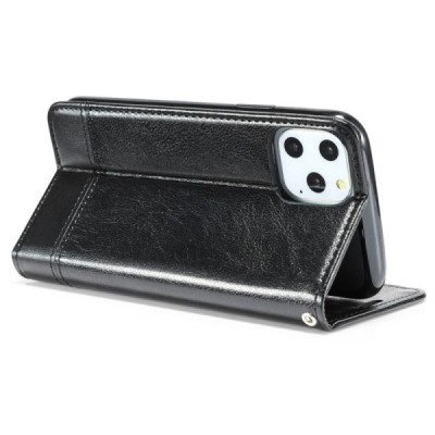 Apple iPhone 11 Pro Solīds melns ādas atvērams maciņš / Vacins.lv