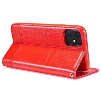 Apple iPhone 11 Pro Solīds sarkans ādas atvērams maciņš / Vacins.lv