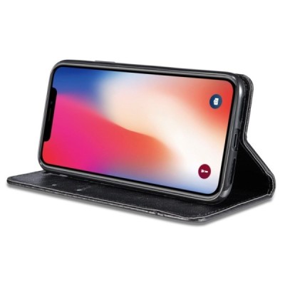 Apple iPhone 11 Solīds melns ādas atvērams maciņš / Vacins.lv