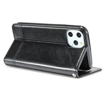 Apple iPhone 11 Solīds melns ādas atvērams maciņš / Vacins.lv