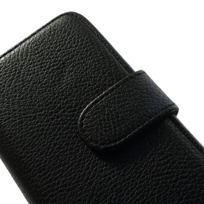 „Lychee“ atverčiamas dirbtinės odos juodas Apple iPhone SE (5, 5s) dėklas (dėkliukas) / Priedai.lt