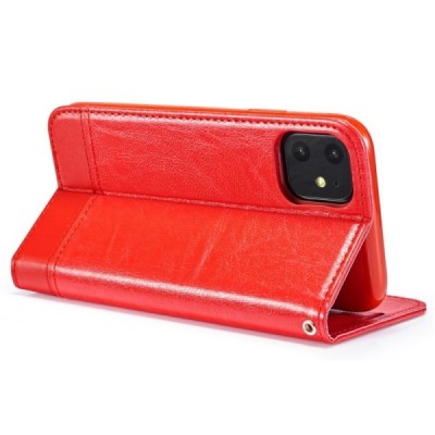 Solidus Apple iPhone 11 raudonas odinis atverčiamas dėklas / Priedai.lt