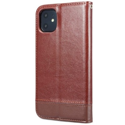 Apple iPhone 11 Solīds brūns ādas atvērams maciņš / Vacins.lv