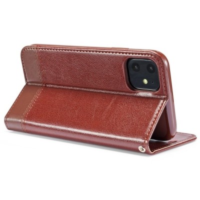 Apple iPhone 11 Solīds brūns ādas atvērams maciņš / Vacins.lv