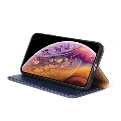 Apple iPhone 11 Solīds zils ādas atvērams maciņš / Vacins.lv