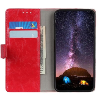 Apple iPhone 11 Pro Max atvēramais ādas sarkans maciņš (maks) / Vacins.lv