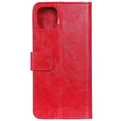 Apple iPhone 11 Pro atverčiamas raudonas odinis dėklas - piniginė / Priedai.lt