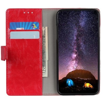 Apple iPhone 11 Pro atverčiamas raudonas odinis dėklas - piniginė / Priedai.lt