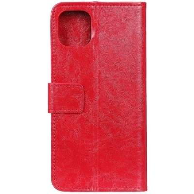 Apple iPhone 11 atverčiamas raudonas odinis dėklas - piniginė / Priedai.lt