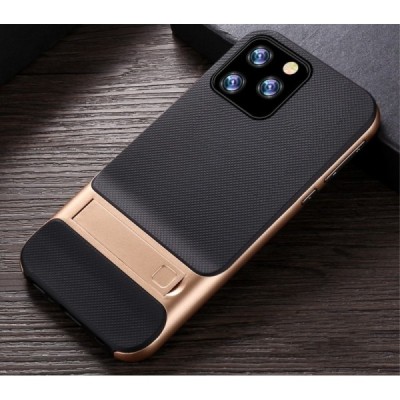 „Kickstand“ sustiprintos apsaugos Apple iPhone 11 Pro auksinis kieto silikono (TPU) ir plastiko dėklas / Priedai.lt