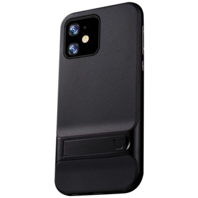 „Kickstand“ sustiprintos apsaugos Apple iPhone 11 juodas kieto silikono (TPU) ir plastiko dėklas / Priedai.lt