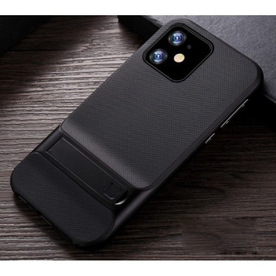 „Kickstand“ sustiprintos apsaugos Apple iPhone 11 juodas kieto silikono (TPU) ir plastiko dėklas / Priedai.lt