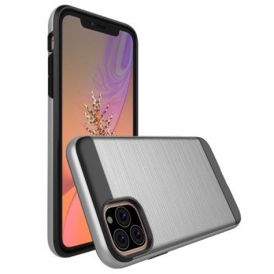 Sustiprintos apsaugos Apple iPhone 11 Pro sidabrinis kieto silikono (TPU) ir plastiko dėklas / Priedai.lt