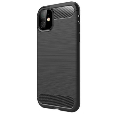 Apple iPhone 11 „Carbon“ cieta silikona (TPU) melns apvalks / vacins.lv