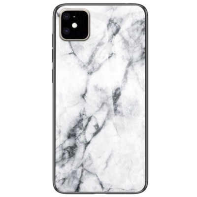 Apple iPhone 11 „Marble“ kieto silikono TPU baltas dėklas - nugarėlė / Priedai.lt