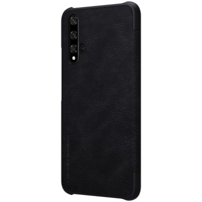 Greznais „Nillkin“ Qin sērijas ādas atvērams melns Huawei Nova 5T (Honor 20) maciņš / Vacins.lv