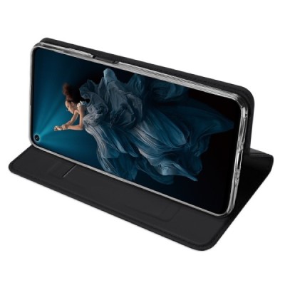Huawei Honor 20 (Nova 5T) „Dux Ducis“ Skin sērijas melns ādas atvērams maciņš / Vacins.lv