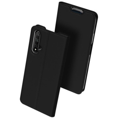 Huawei Honor 20 (Nova 5T) „Dux Ducis“ Skin sērijas melns ādas atvērams maciņš / Vacins.lv