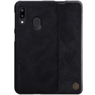 Greznais „Nillkin“ Qin sērijas ādas atvērams melns Samsung Galaxy A20e (A202F) / Vacins.lv