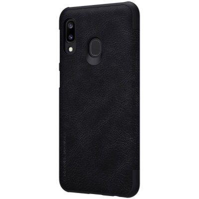 Greznais „Nillkin“ Qin sērijas ādas atvērams melns Samsung Galaxy A20e (A202F) / Vacins.lv