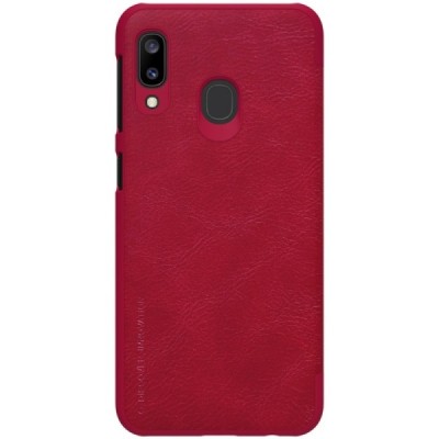 Greznais „Nillkin“ Qin sērijas ādas atvērams sarkans Samsung Galaxy A20e (A202F) / Vacins.lv