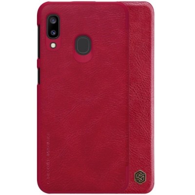 Greznais „Nillkin“ Qin sērijas ādas atvērams sarkans Samsung Galaxy A20e (A202F) / Vacins.lv