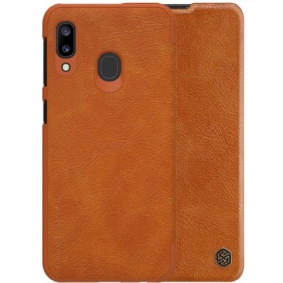 Greznais „Nillkin“ Qin sērijas ādas atvērams brūns Samsung Galaxy A20e (A202F) / Vacins.lv