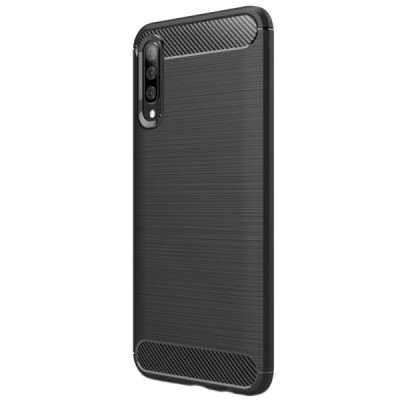 Samsung Galaxy A70 (A705F) „Carbon“ cieta silikona (TPU) melns apvalks / vacins.lv