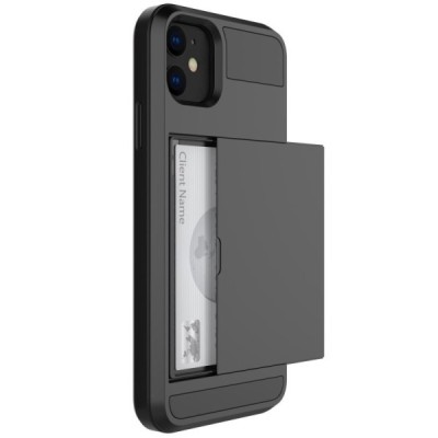 Apple iPhone 11 „Sliding“ Card Holder melns silikons apvalks / vacins.lv